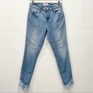 Frame Denim Le High Skinny Fringe Hem Jeans Size 29